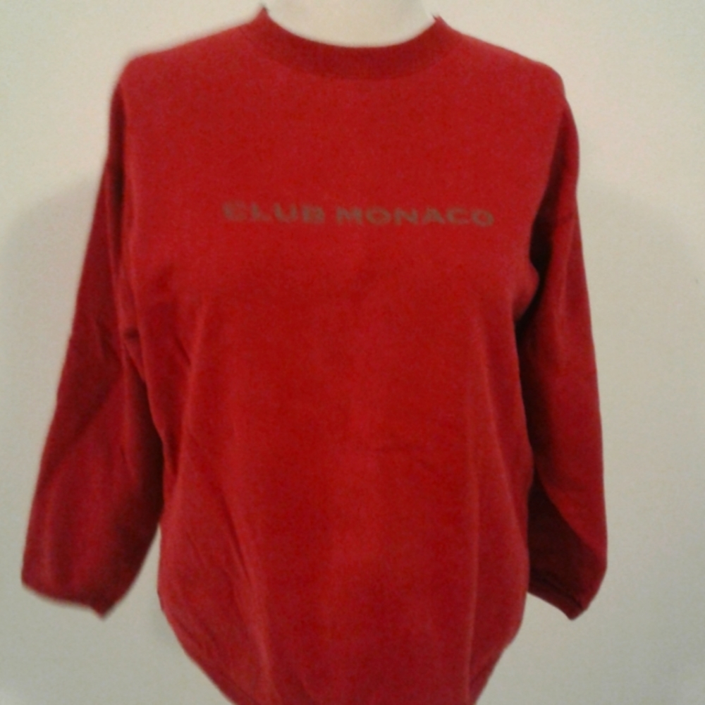 Vintage Club Monaco spell out Sweatshirt Crewneck Size L Made Canada distressed - Picture 2 of 5